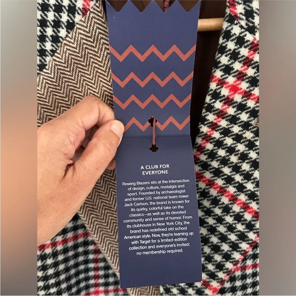 Rowing Blazers Brown, Black & Red Mixed Plaid Patchwork Blazer - Picture 10 of 15